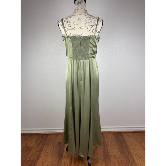 B52 Reformation Hensley Satin Midi Dress Womens 10 Evening Glam Milkmaid Wedding - Picture 7 of 11